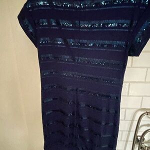 Trina Turk Navy Blue Sequin Striped Mini Dress